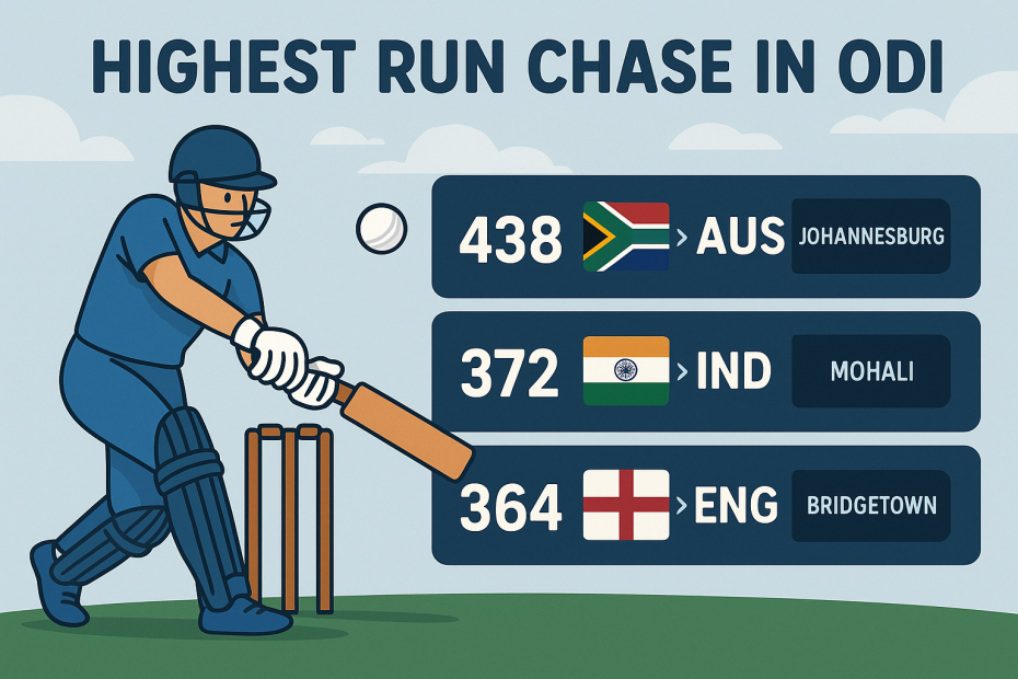 Record: highest run chase in odi — top chases, teams, venues